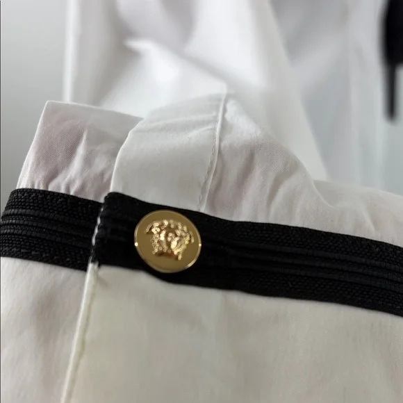 Versace White Button Down Shirt Black & Gold Stud Accents Size M EU 44 NEW COA - Picture 14 of 17
